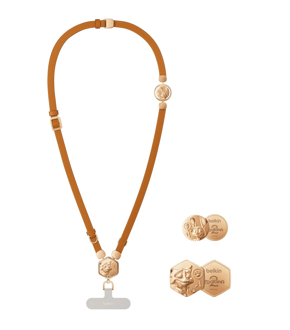 2-in-1 スマートフォン用レザーストラップ（3Dプレート） ズートピア