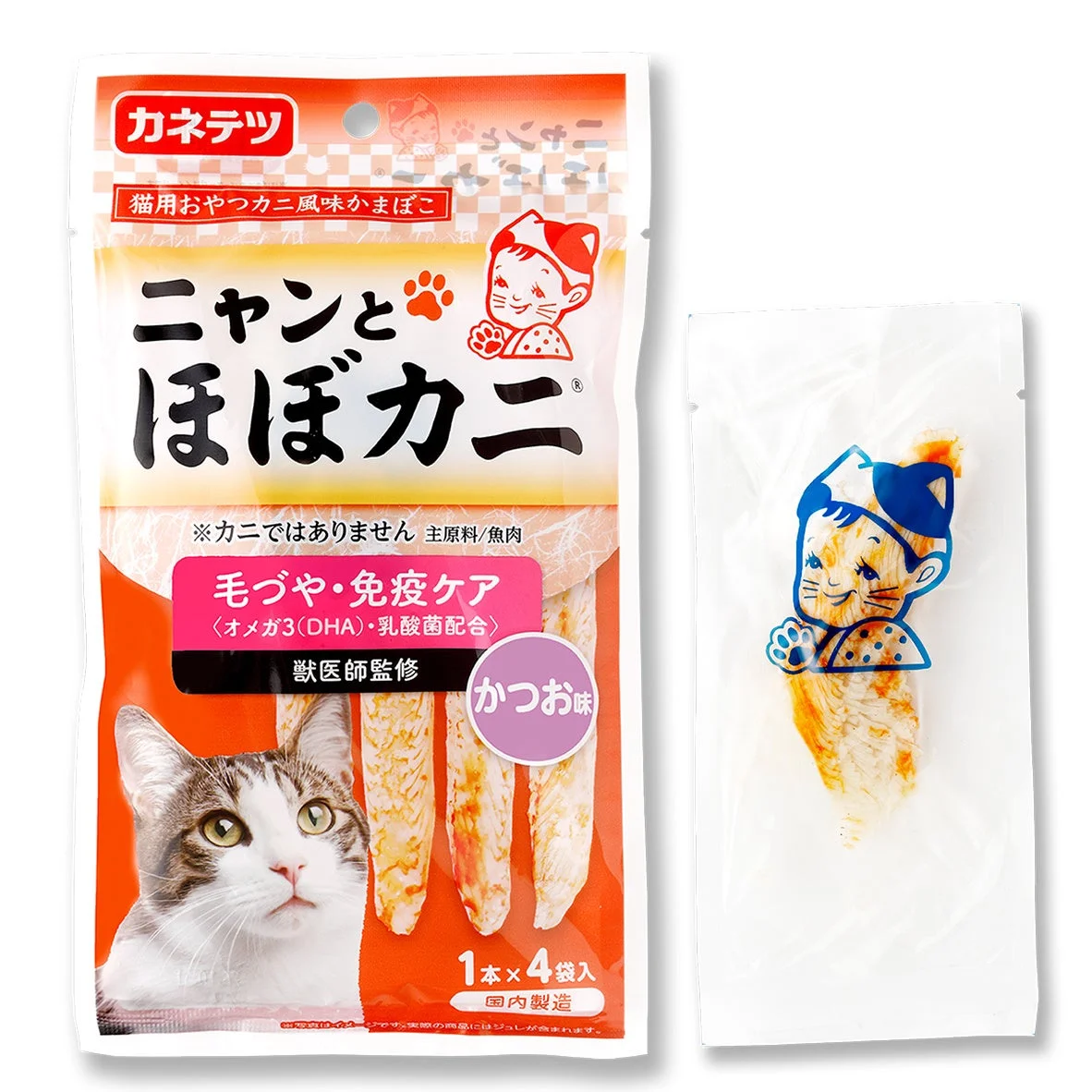 ニャンと ほぼカニ® 毛づや・免疫ケア かつお味 オメガ3・乳酸菌配合