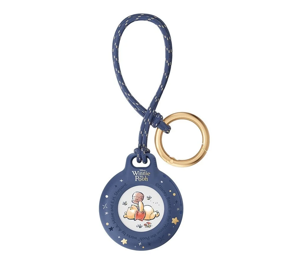 AirTag用 キーリング＆ストラップ付き 防水セキュアホルダー くまのプーさん
