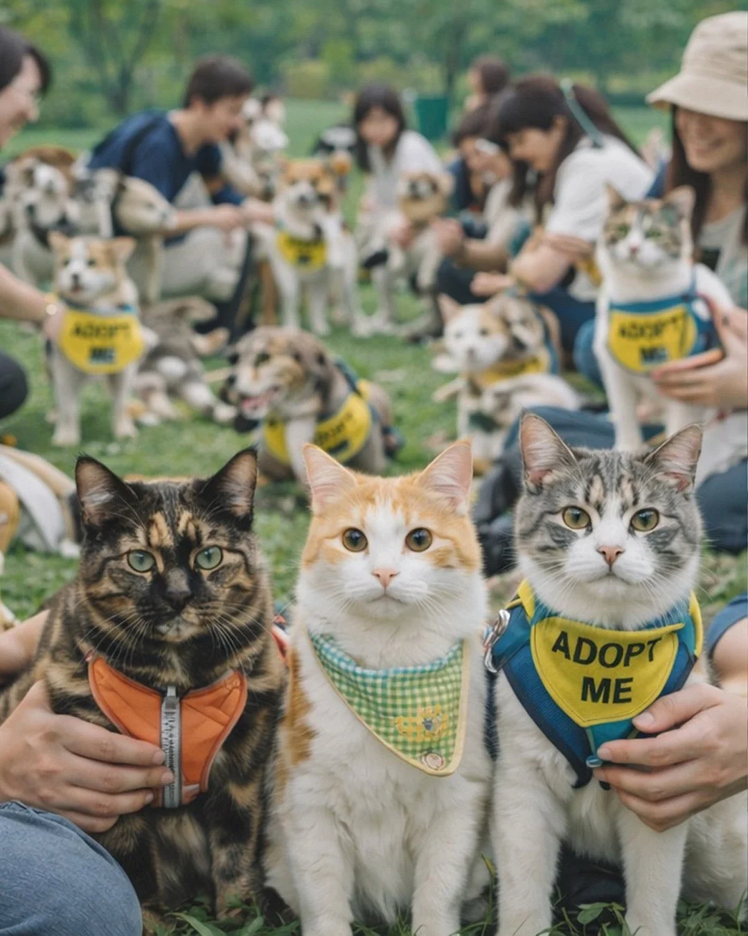保護猫と保護犬の譲渡会の様子