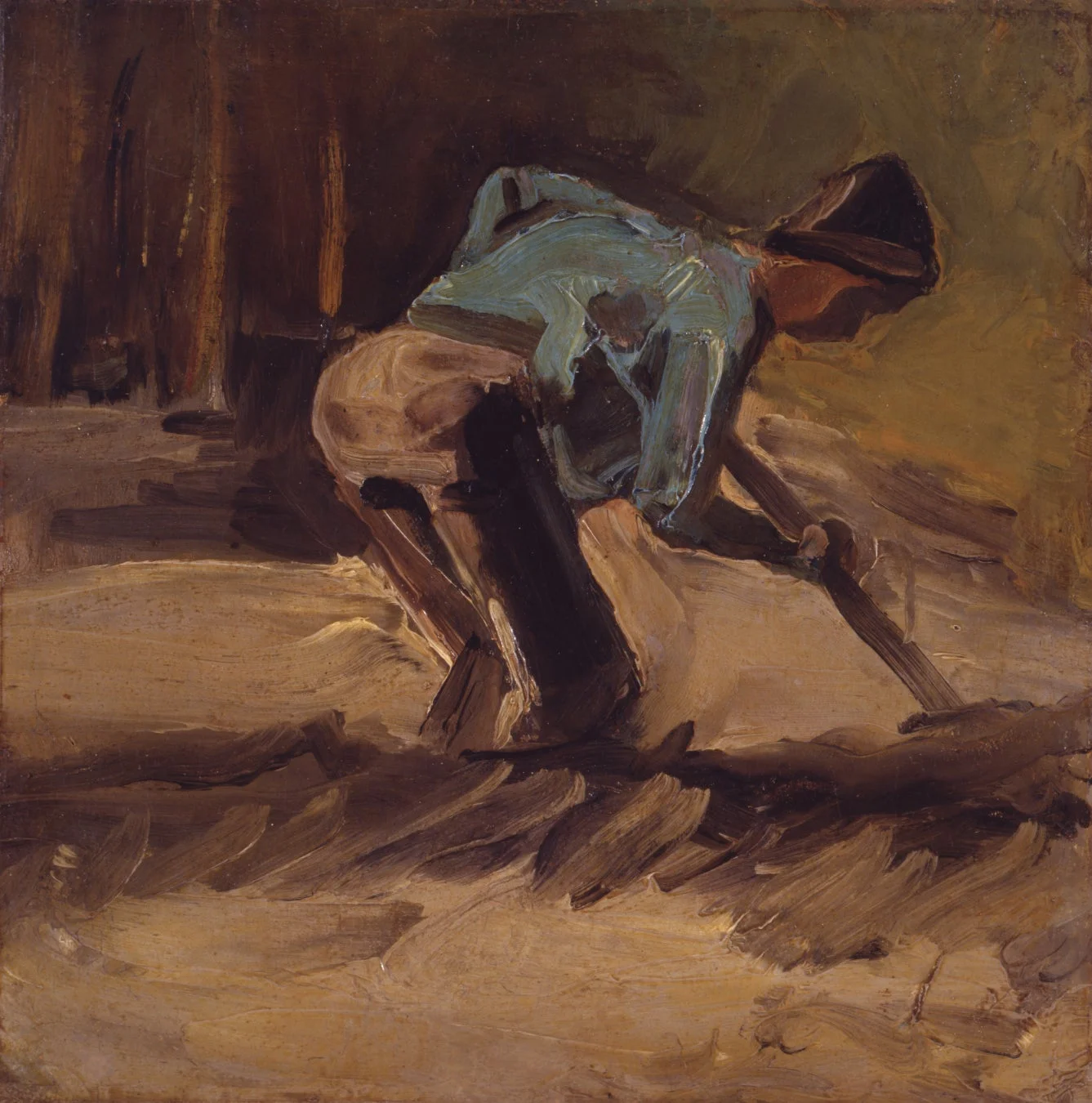 ゴッホ「耕す人」の油絵