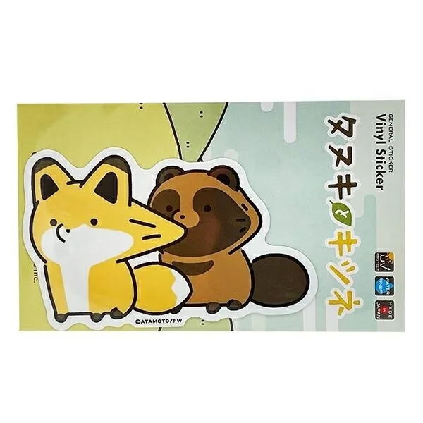タヌキとキツネのビニールステッカー