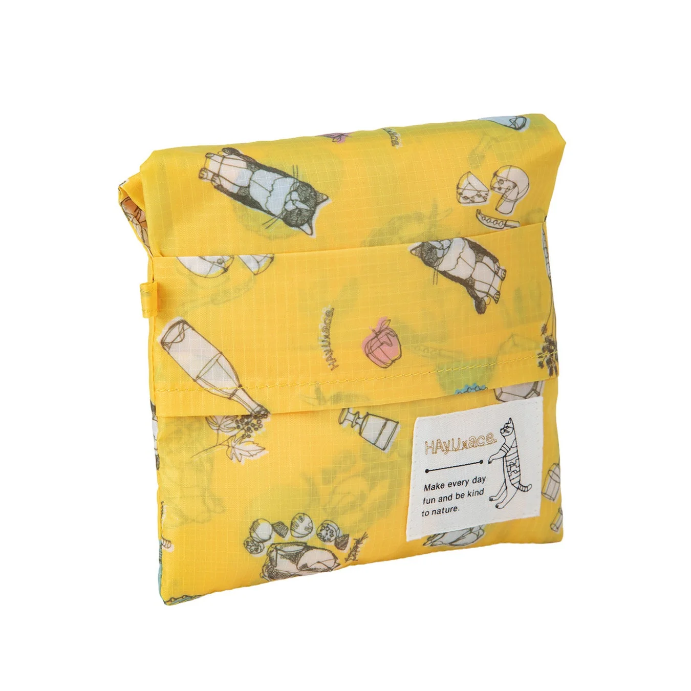 イエローの猫柄エコバッグ