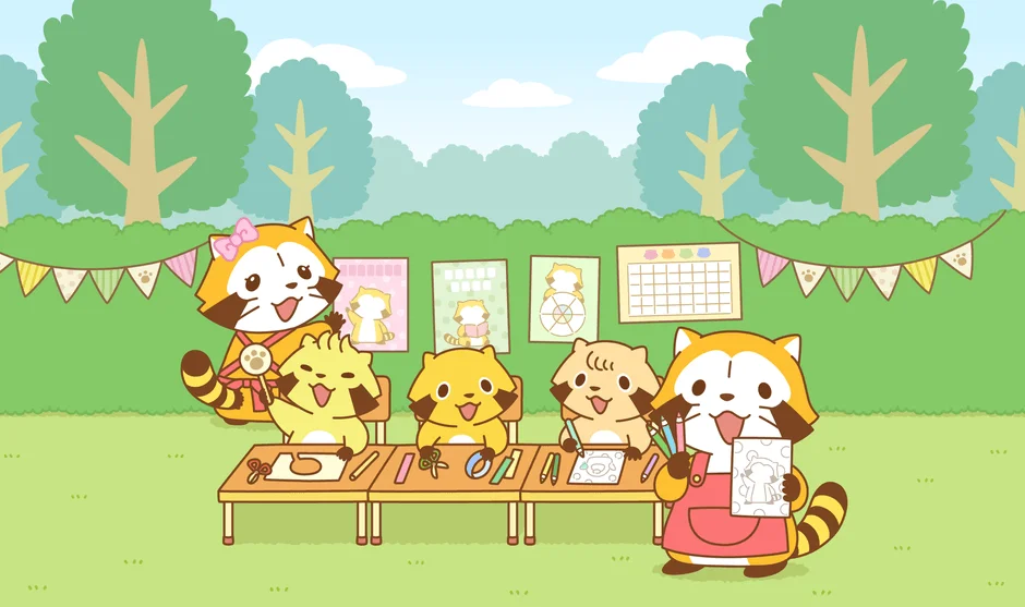 森の中でアートを楽しむラスカルたち