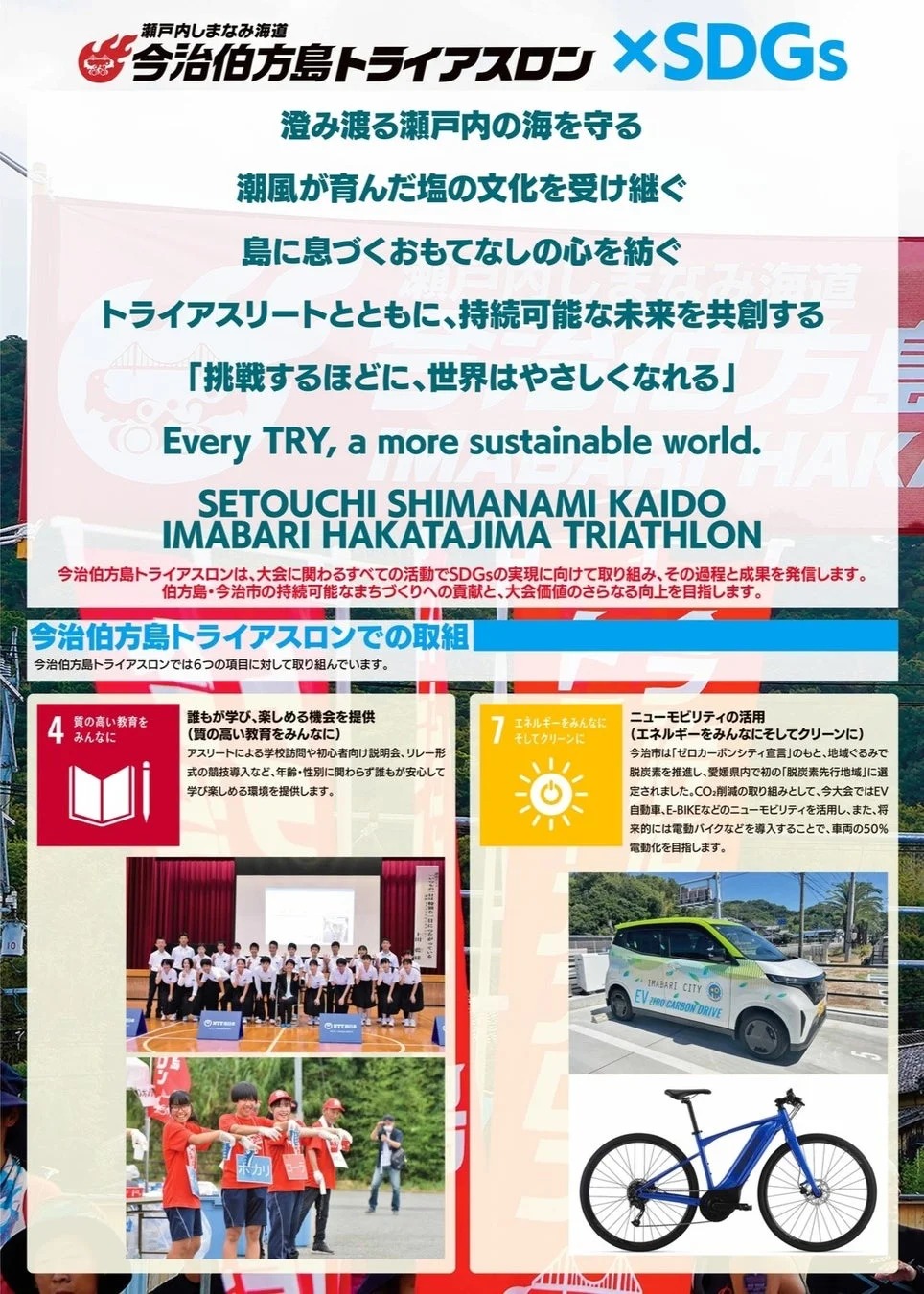 「今治伯方島トライアスロン」がSDGsと連携し、持続可能な社会を目指す取り組みを紹介