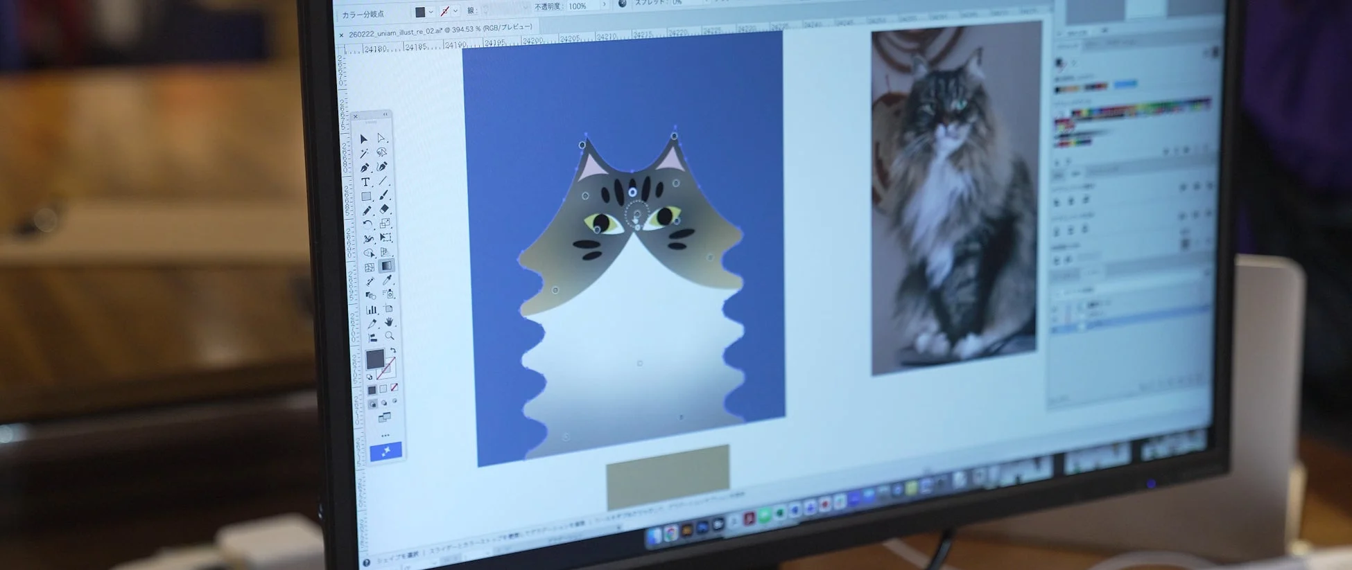 猫のイラストレーション制作風景