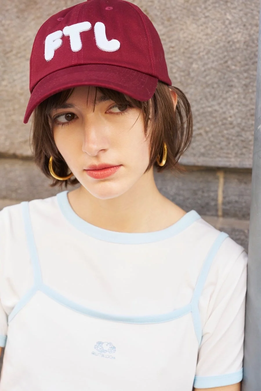 配色リンガー天竺キャミソールとTシャツ