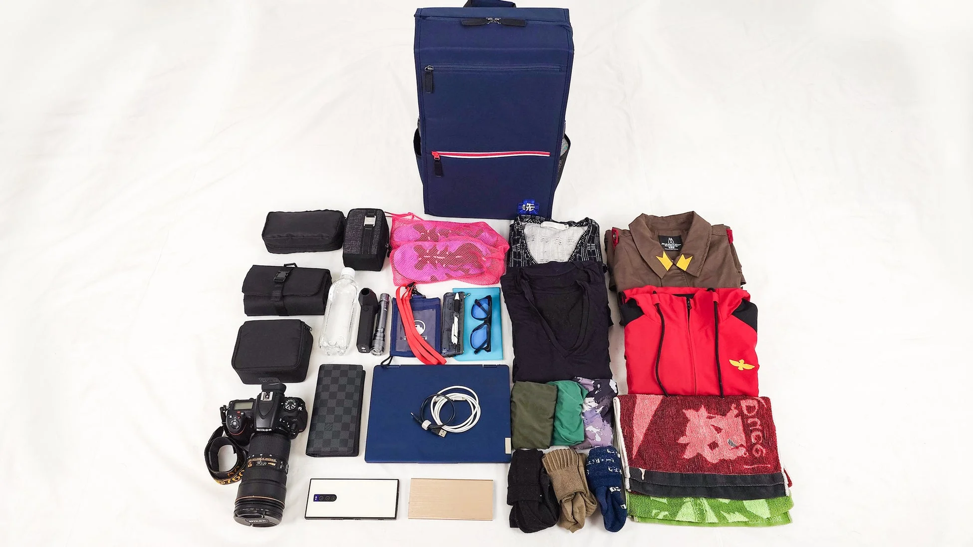 バックパックと収納物