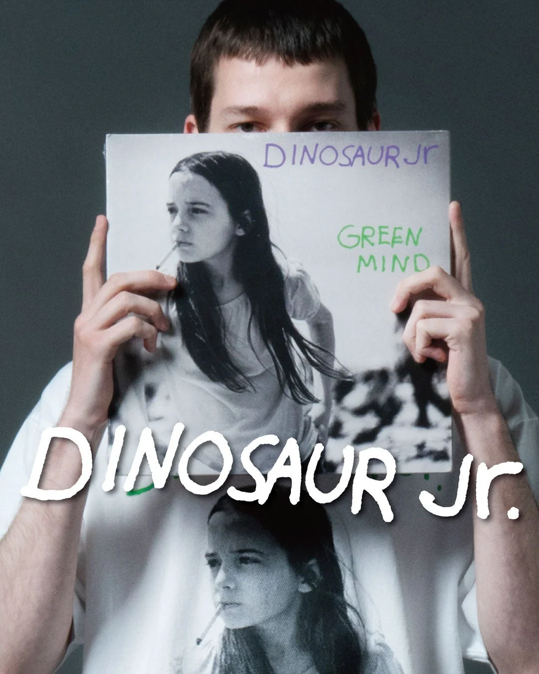音楽,バンド,ダイナソーJr.,グリーンマインド,ロック,アルバムカバー,Tシャツ,ポートレート,白黒写真,少女,タバコ,ファッション,男性