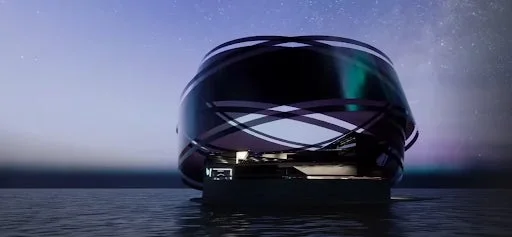 未来的なデザインの豪華客船または大型構造物