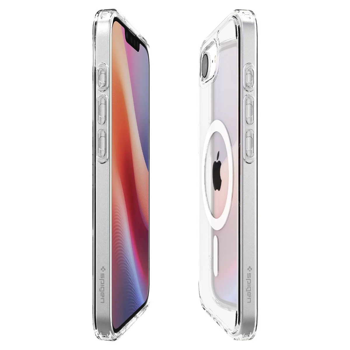 Spigen製クリアケースを装着した2台のiPhone