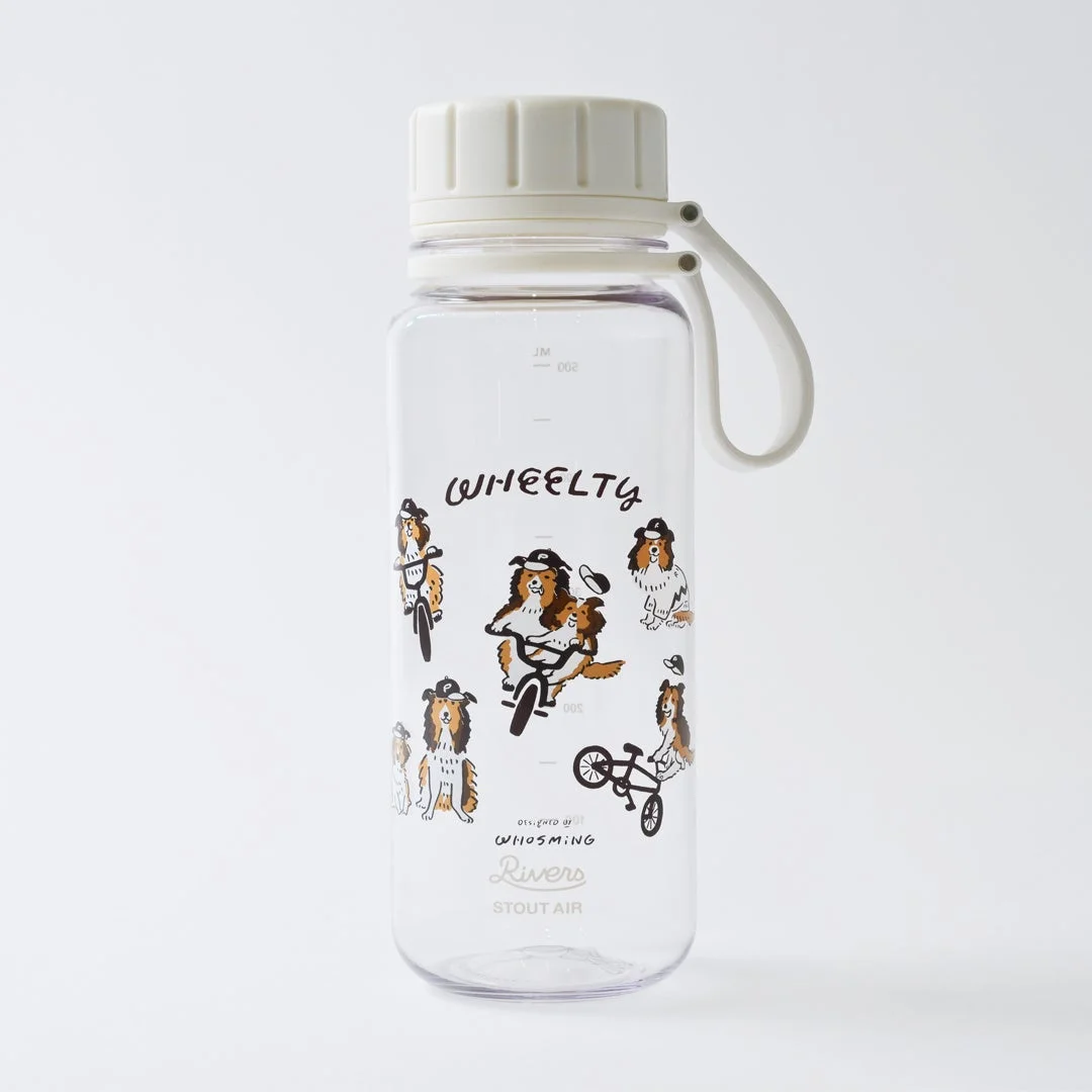 自転車に乗る犬のイラストが可愛いクリアボトル