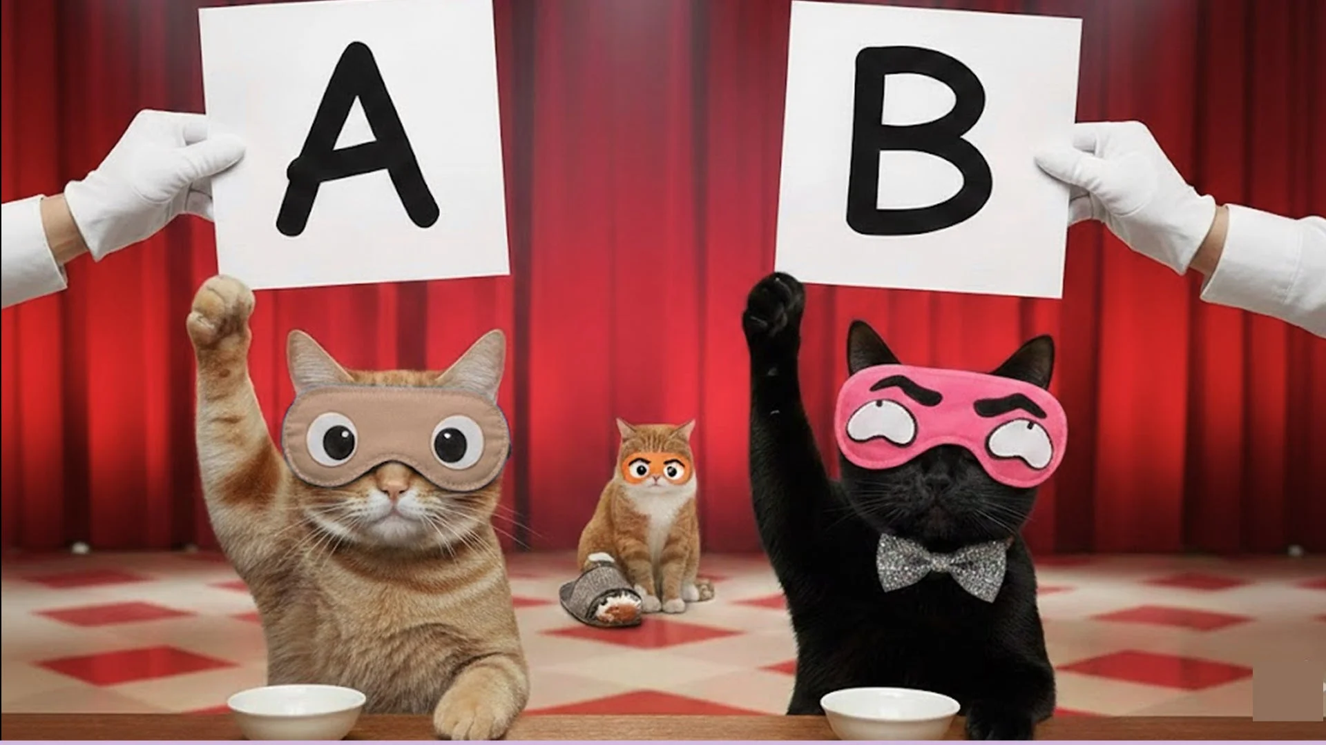 アイマスクを着用した猫のクイズ