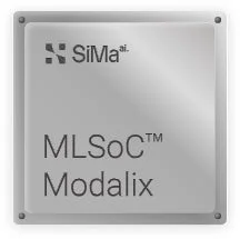 SiMa.ai MLSoC Modalixと刻印されたマイクロチップ