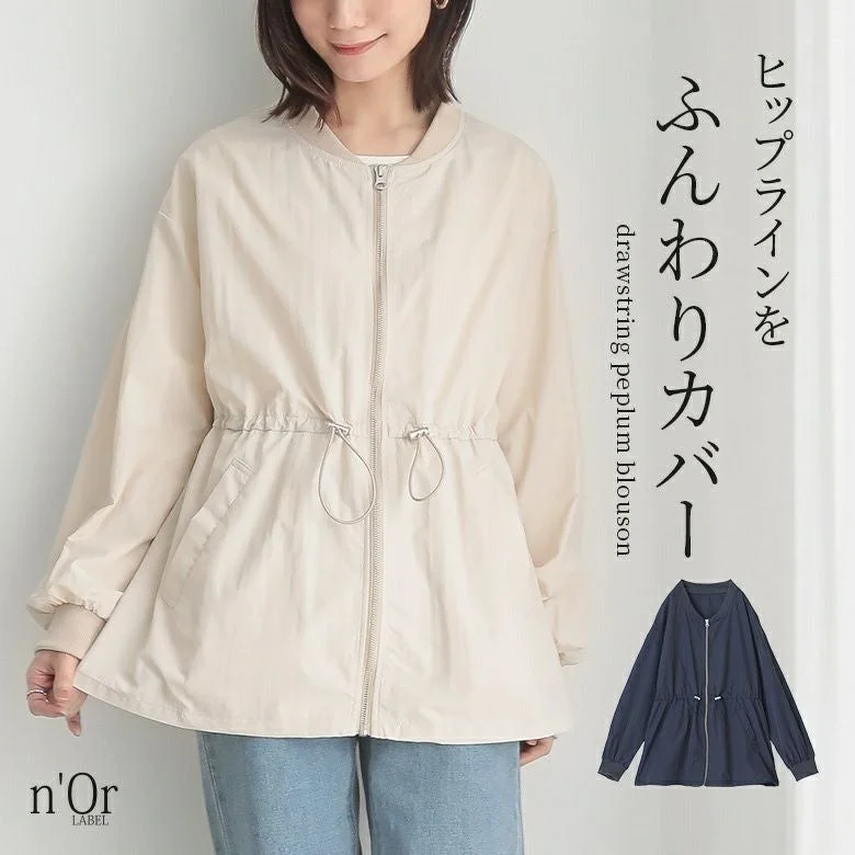 ヒップラインをふんわりカバー drawstring peplum blouson n'Or LABEL