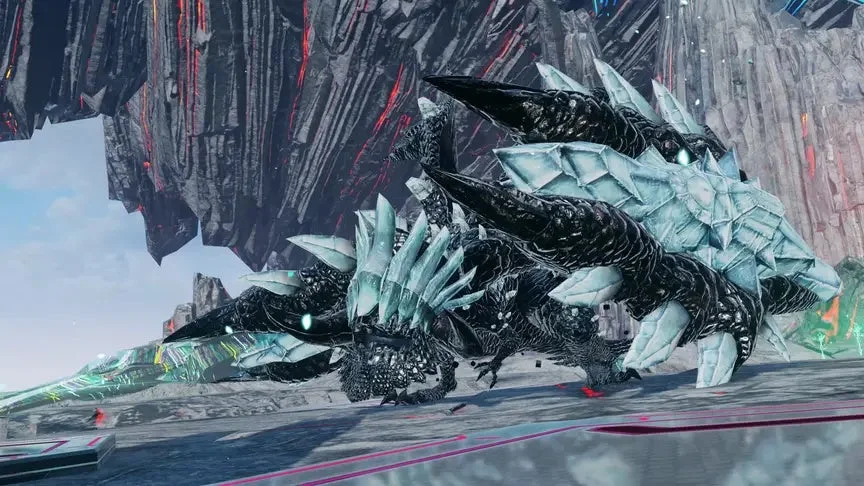 巨大な結晶をまとったボスエネミー「ルイノ・エクス」