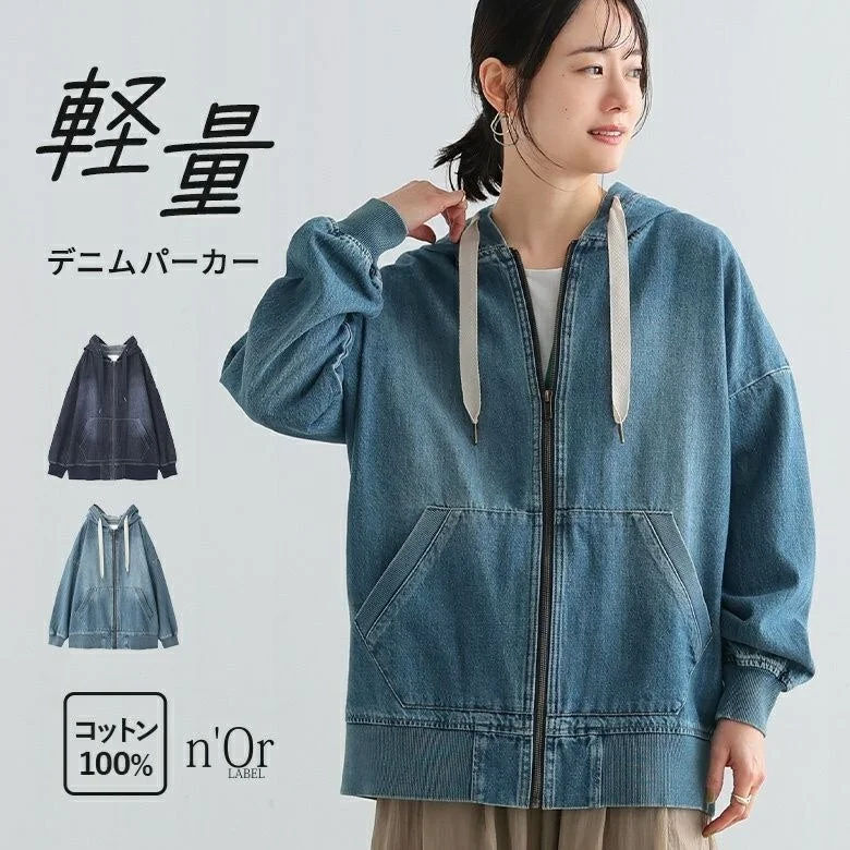 軽量 デニムパーカー コットン 100% n'Or LABEL