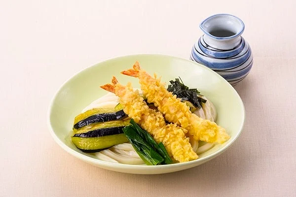 海老天となす天が乗ったうどん