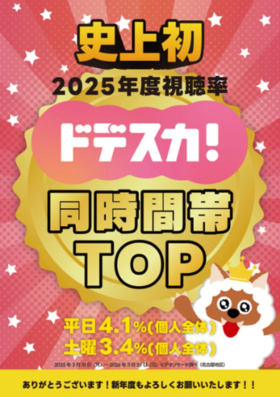 ドデスカ！2025年度視聴率同時間帯TOP