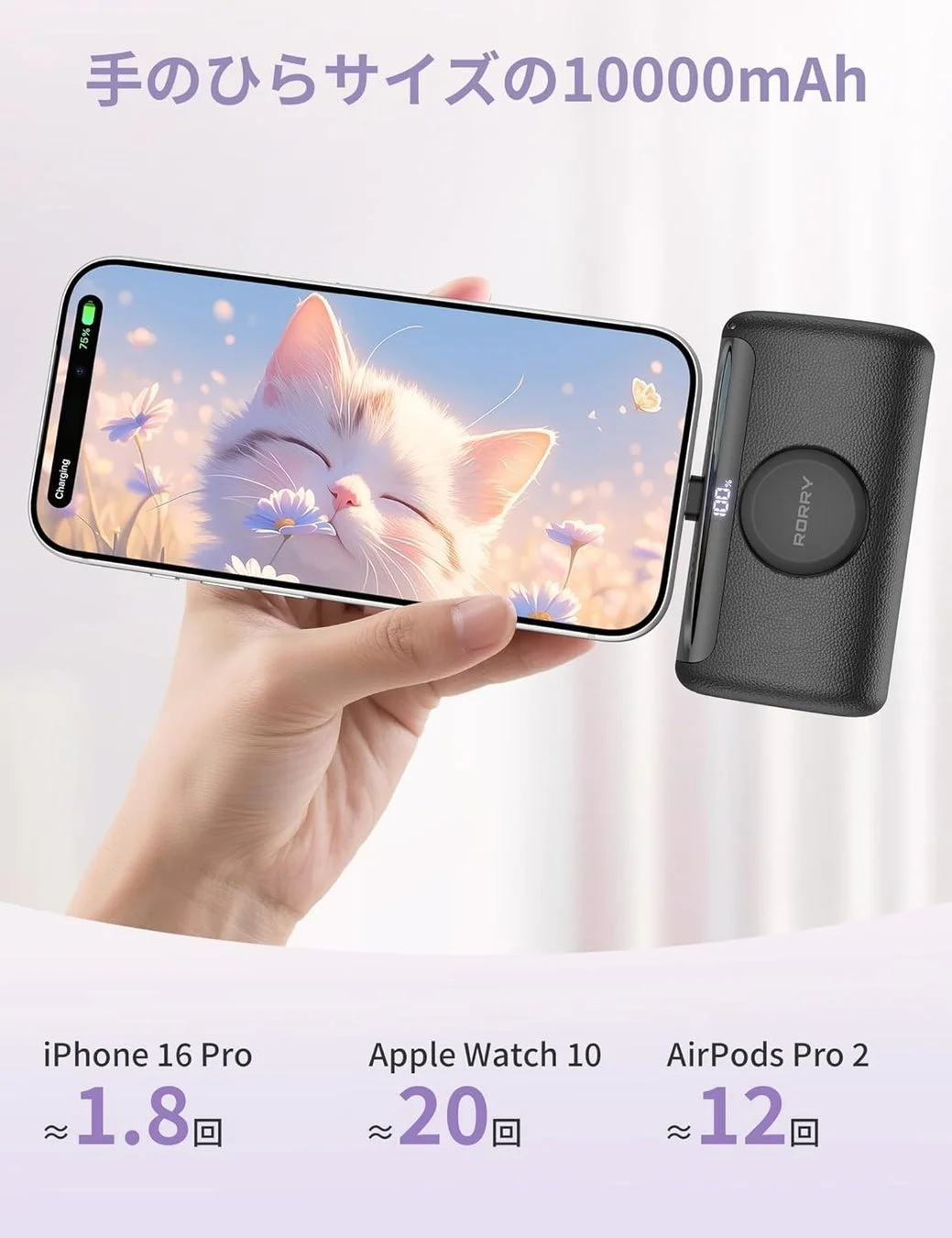 RORRY Palmgo USB-C端子一体型モバイルバッテリー