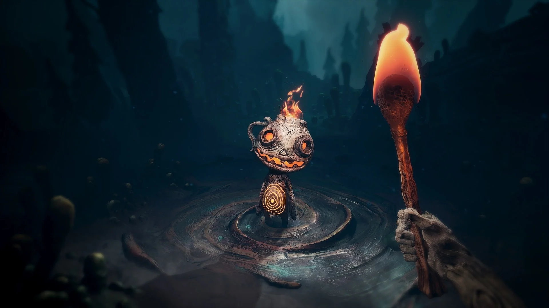 炎を灯すクリーチャーとトーチ