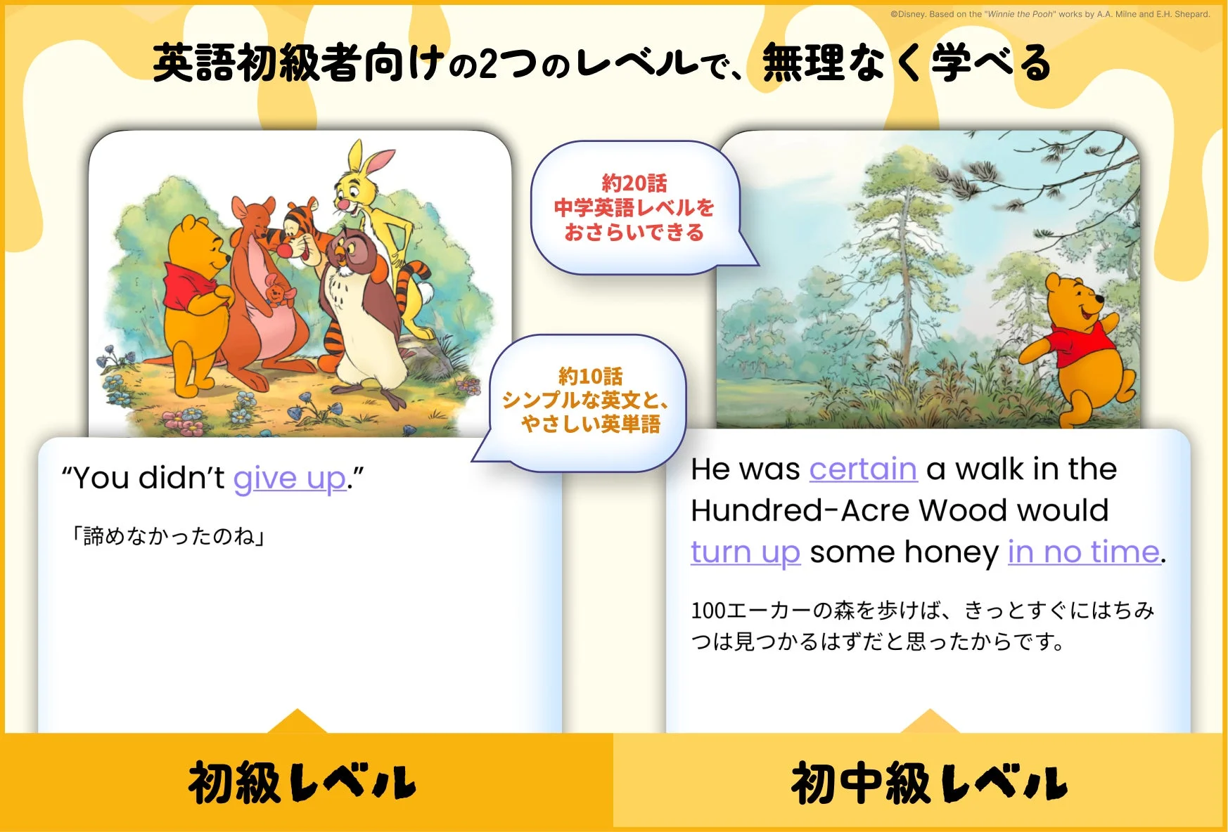 英語初心者向けの2つのレベルで無理なく学べる