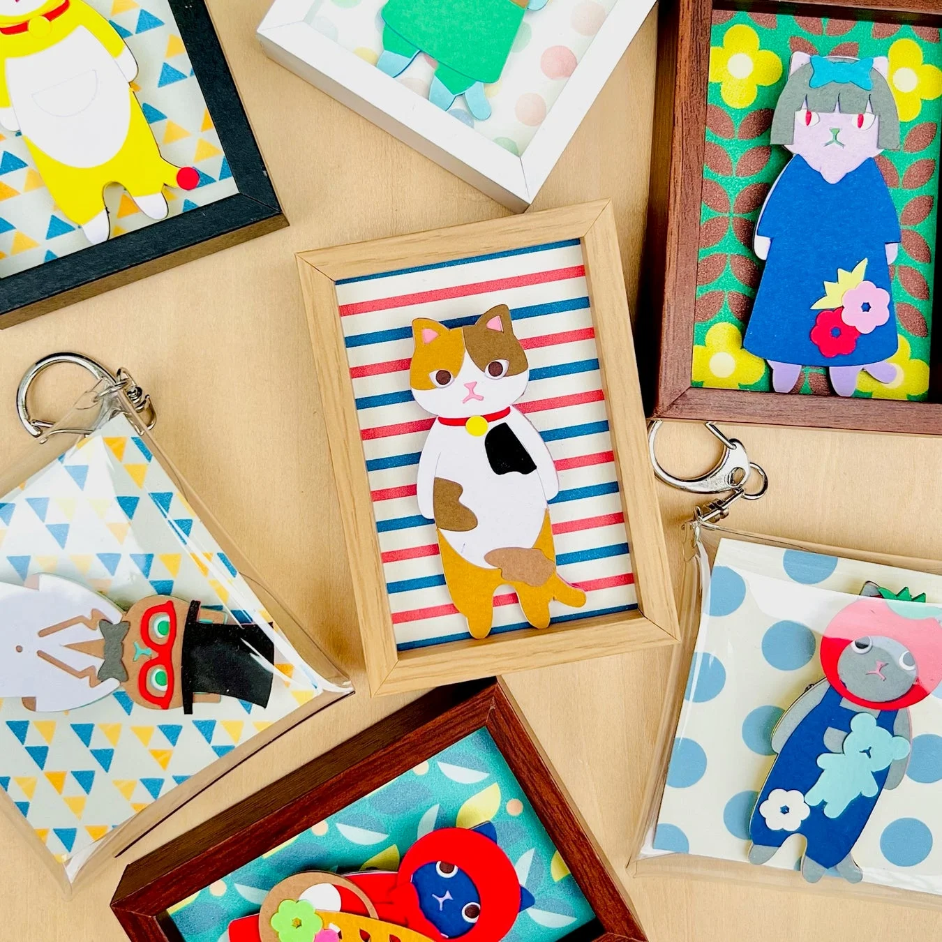様々な猫のクラフト作品