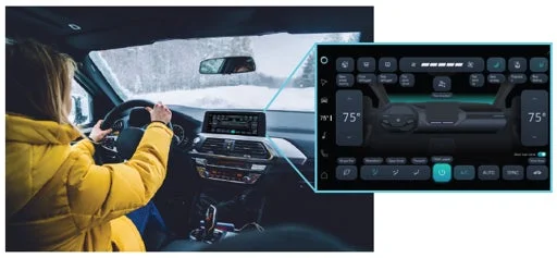 車内ディスプレイに表示されるデジタル式エアコンの操作画面