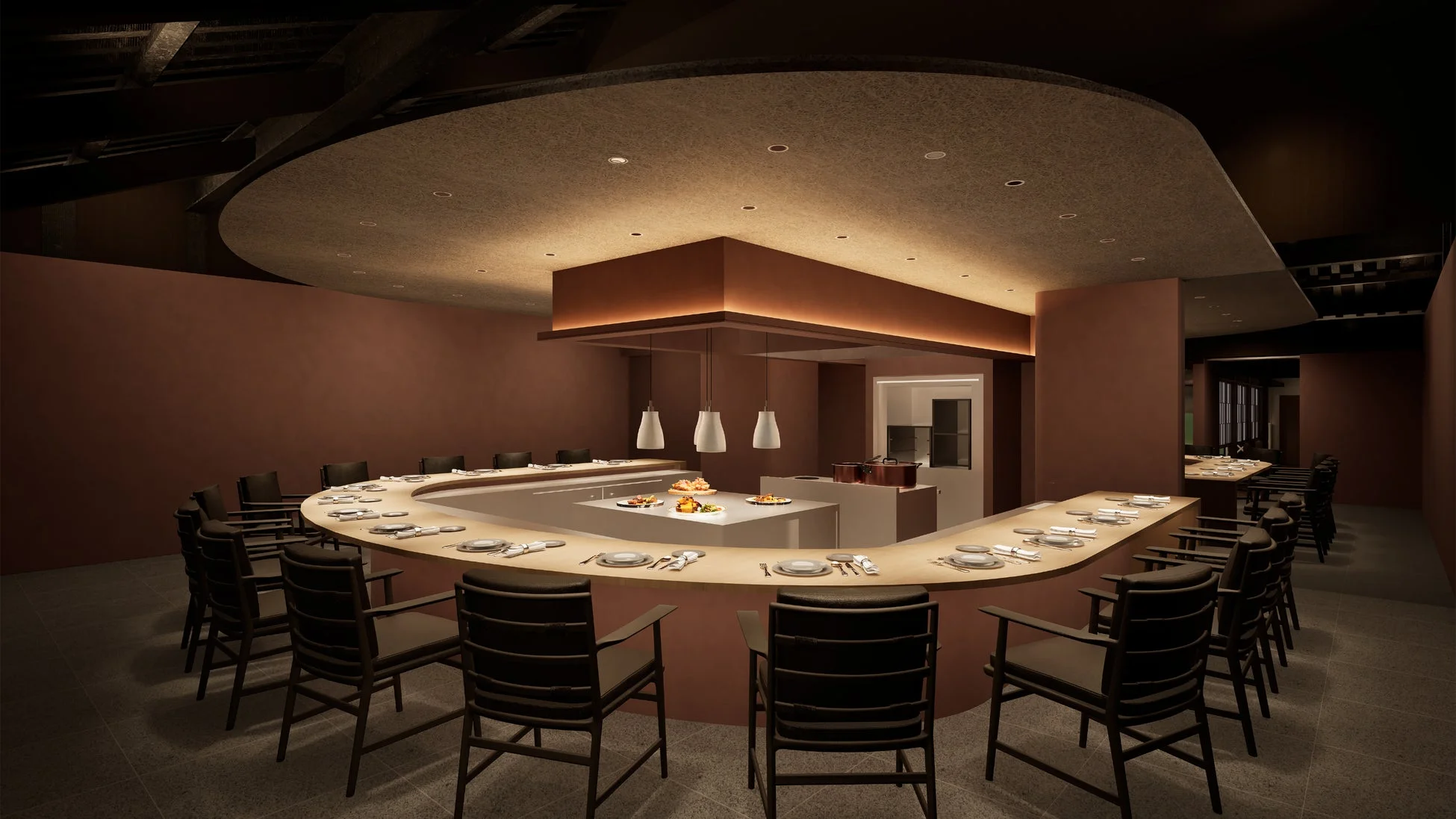 レストランのカウンター席