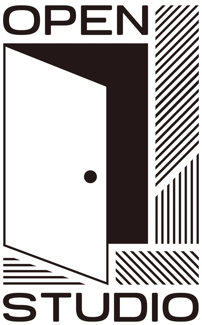 オープンスタジオ, ドア, 開放, イベント, 幾何学模様, ミニマル, 白黒, グラフィックデザイン, ポスター