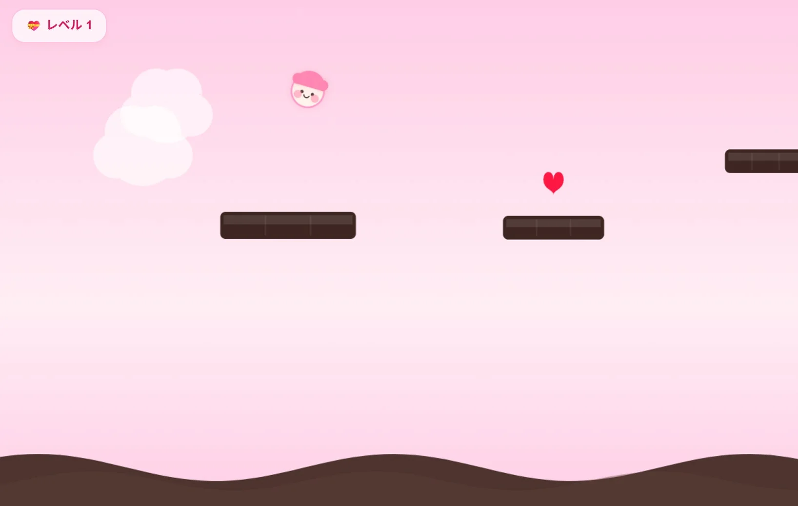 審査員賞作品「チョコの海にダイブ（仮）」のゲーム画面