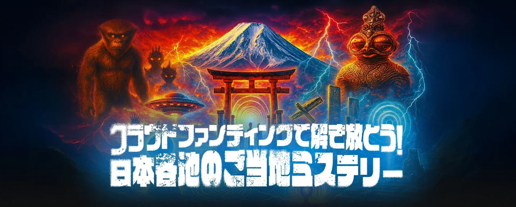 富士山と鳥居とUFO