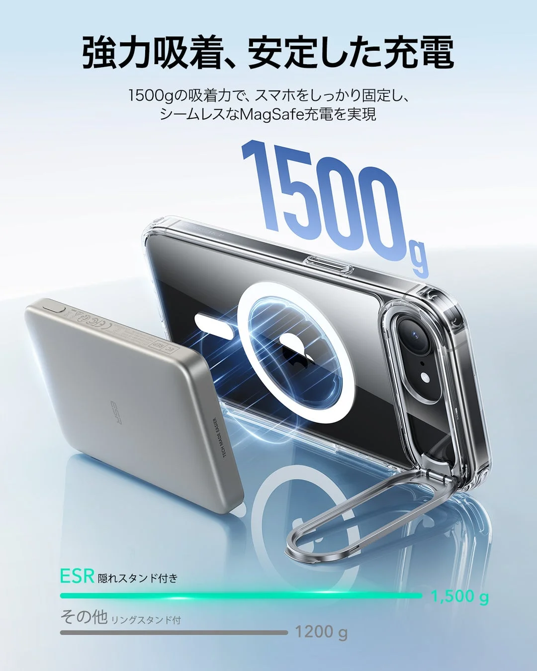 MagSafe対応ケースの強力な吸着力