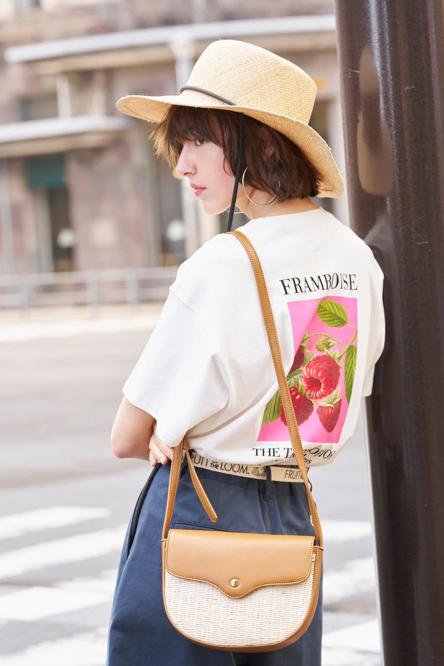 ラズベリープリントビッグシルエットTシャツ