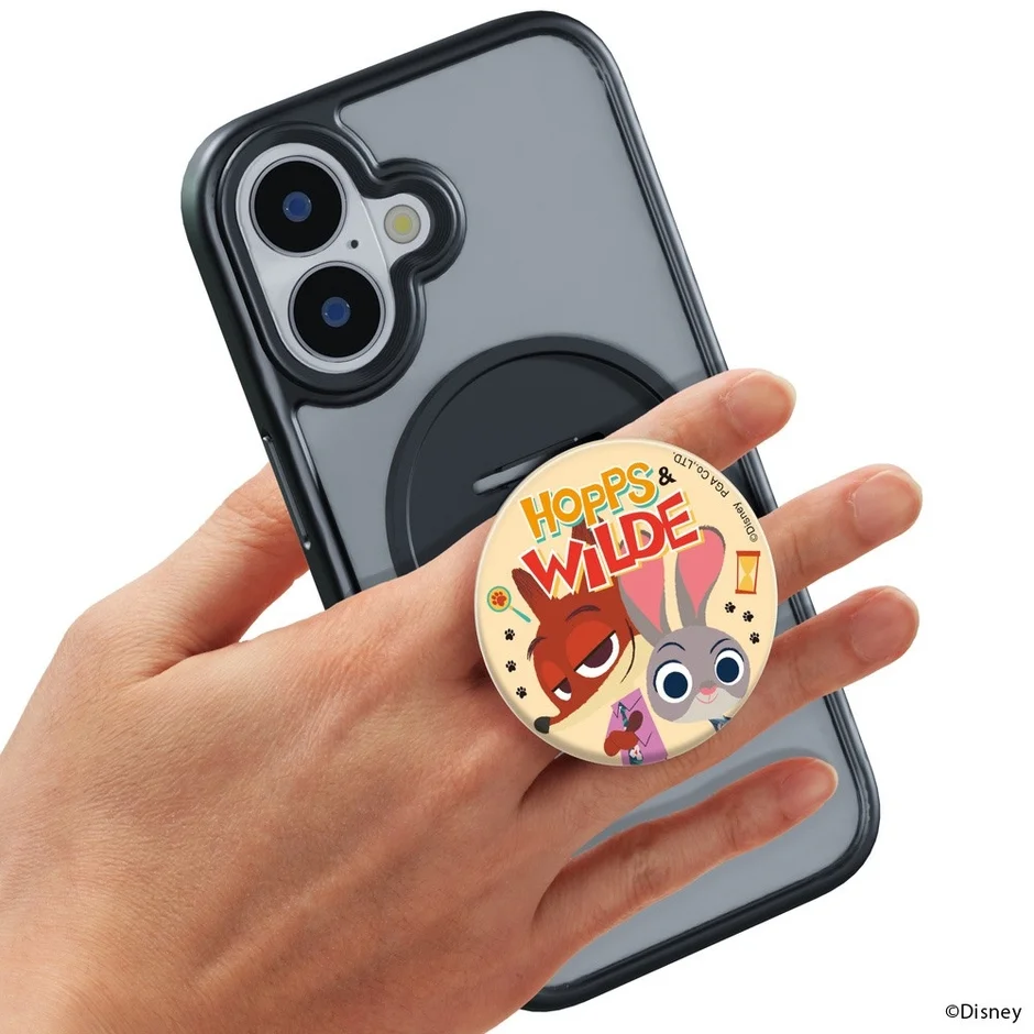 ズートピアのスマホグリップ装着イメージ