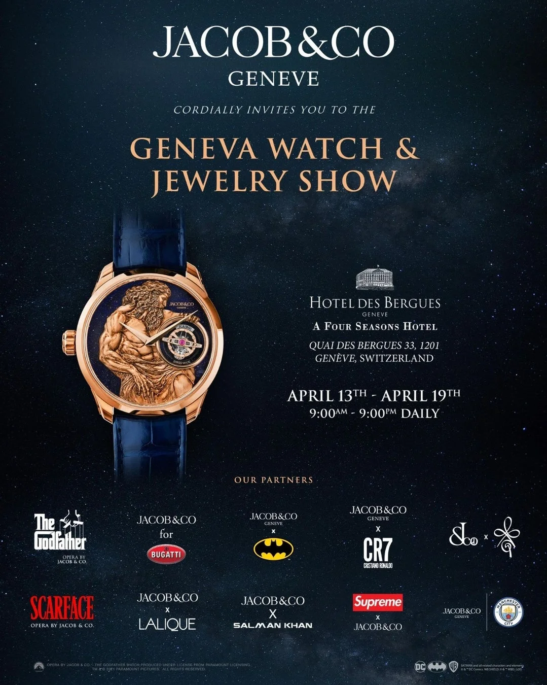 ヤコブ・アンド・コーが主催するジュネーブ時計宝飾展の招待状。