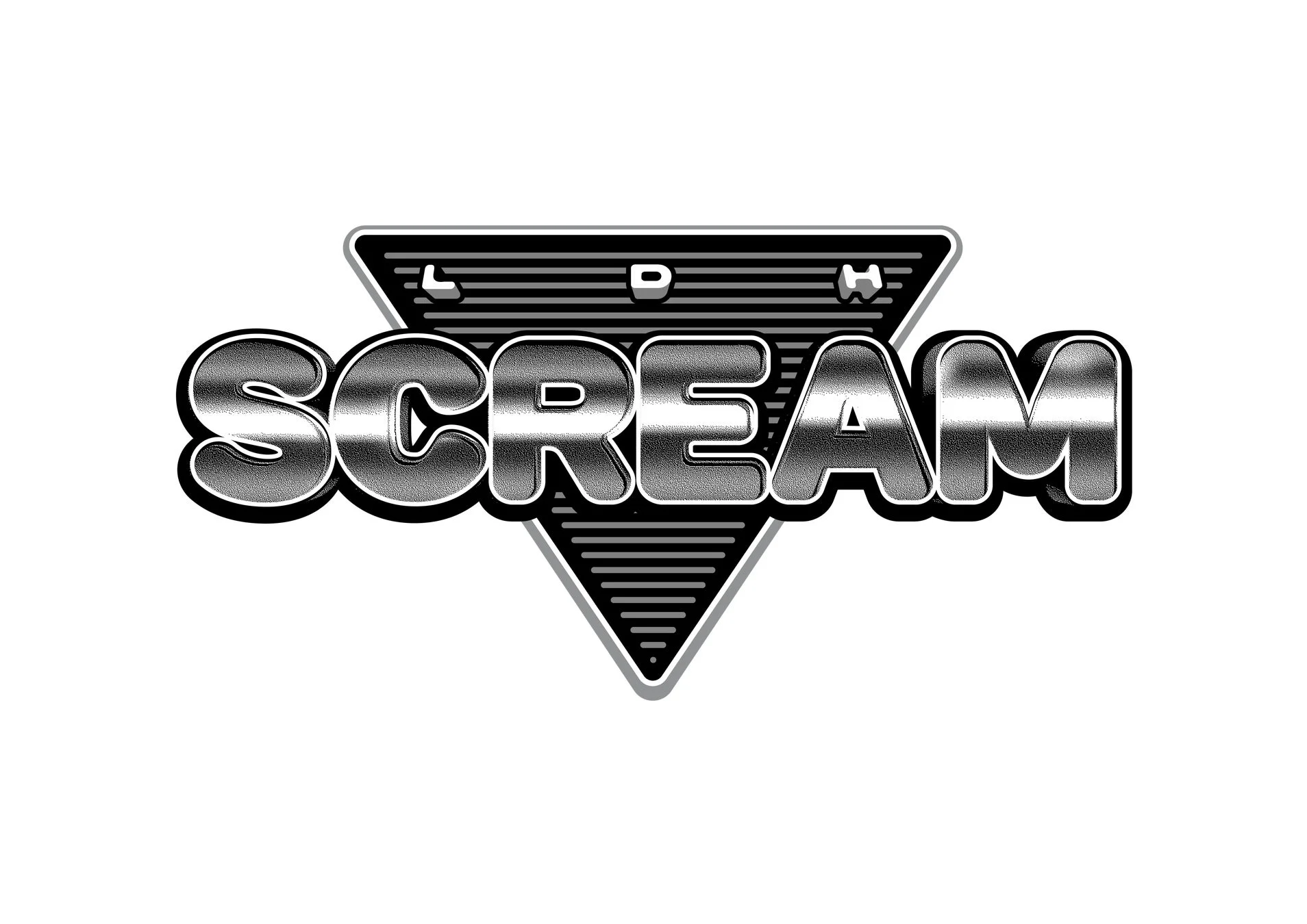 「SCREAM」という文字がメタリックな質感で表現されたロゴデザイン
