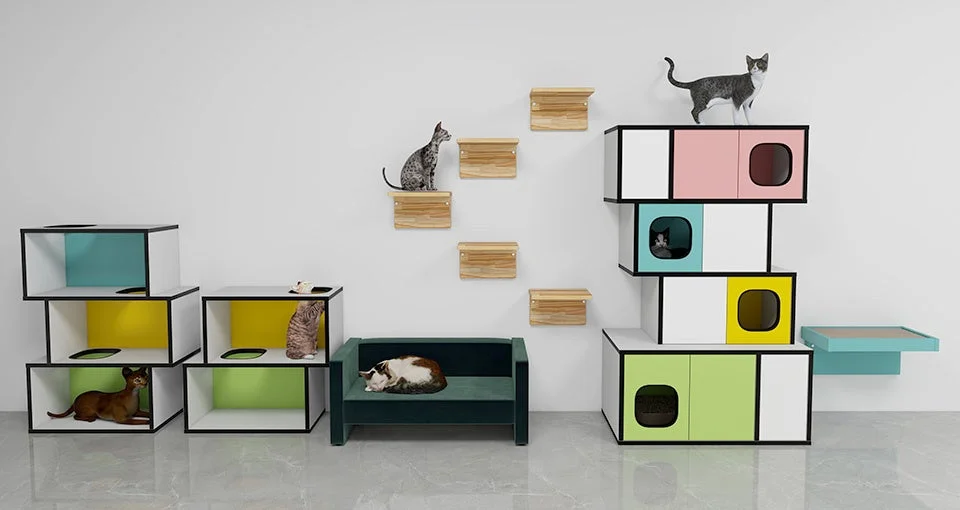 窓付きキャットキャビネット＆ラック