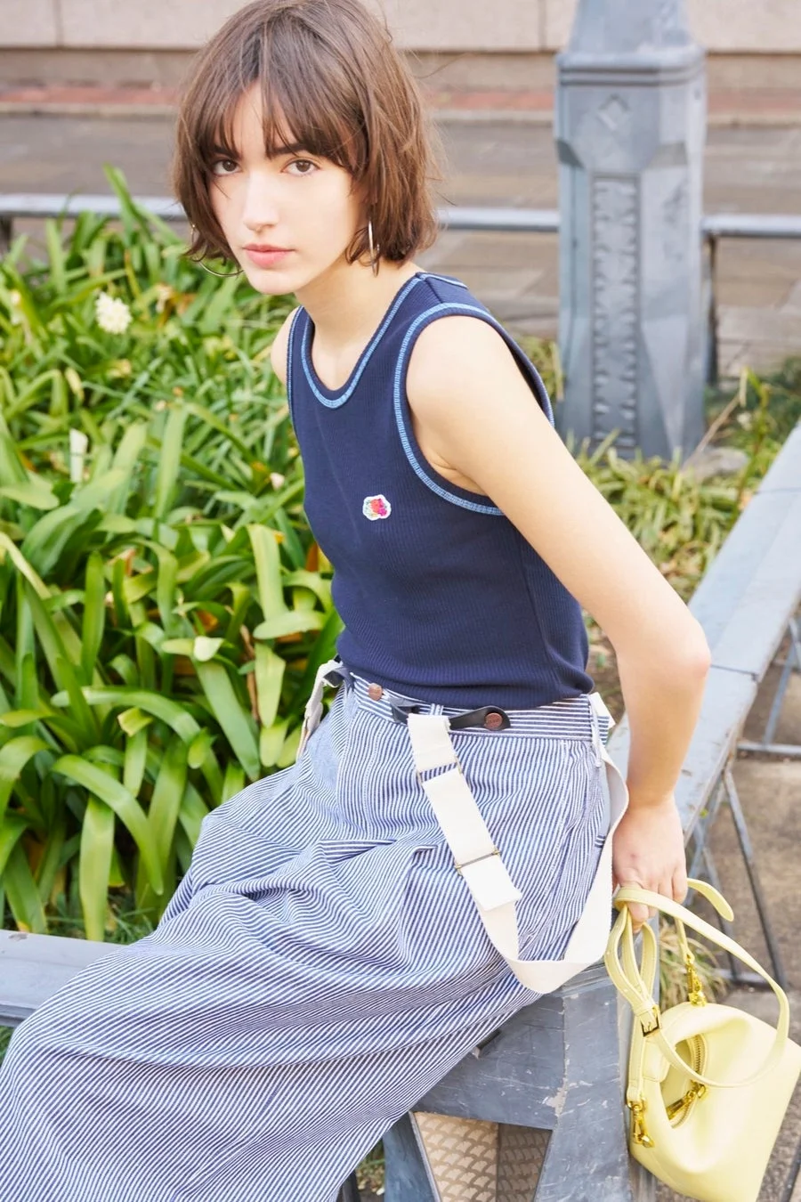 配色メローリブタンクトップ