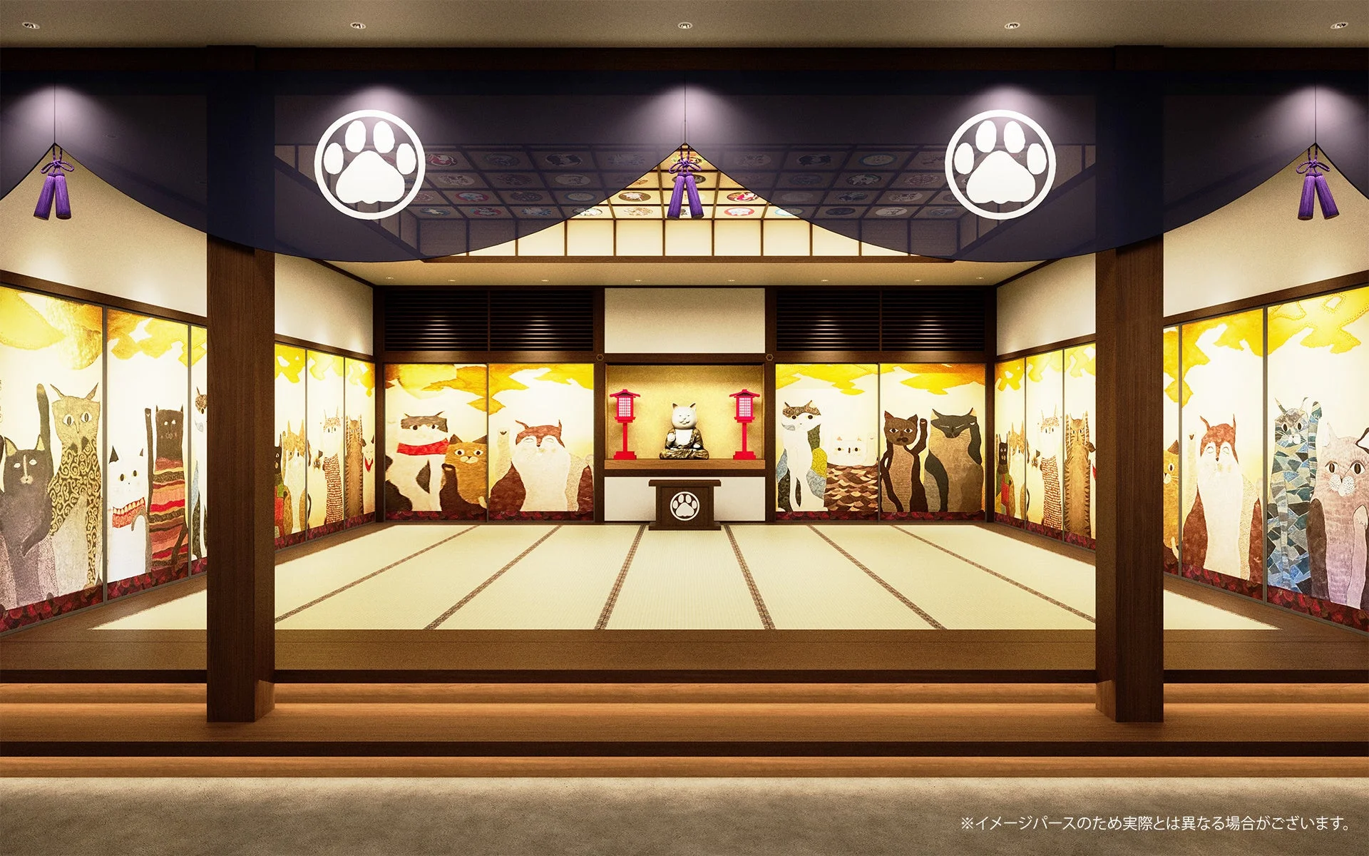 猫をモチーフにした和室の内装デザイン