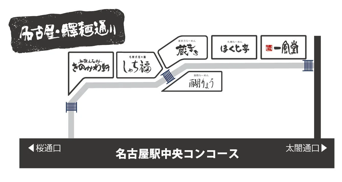 名古屋・驛麺通り 店舗案内図