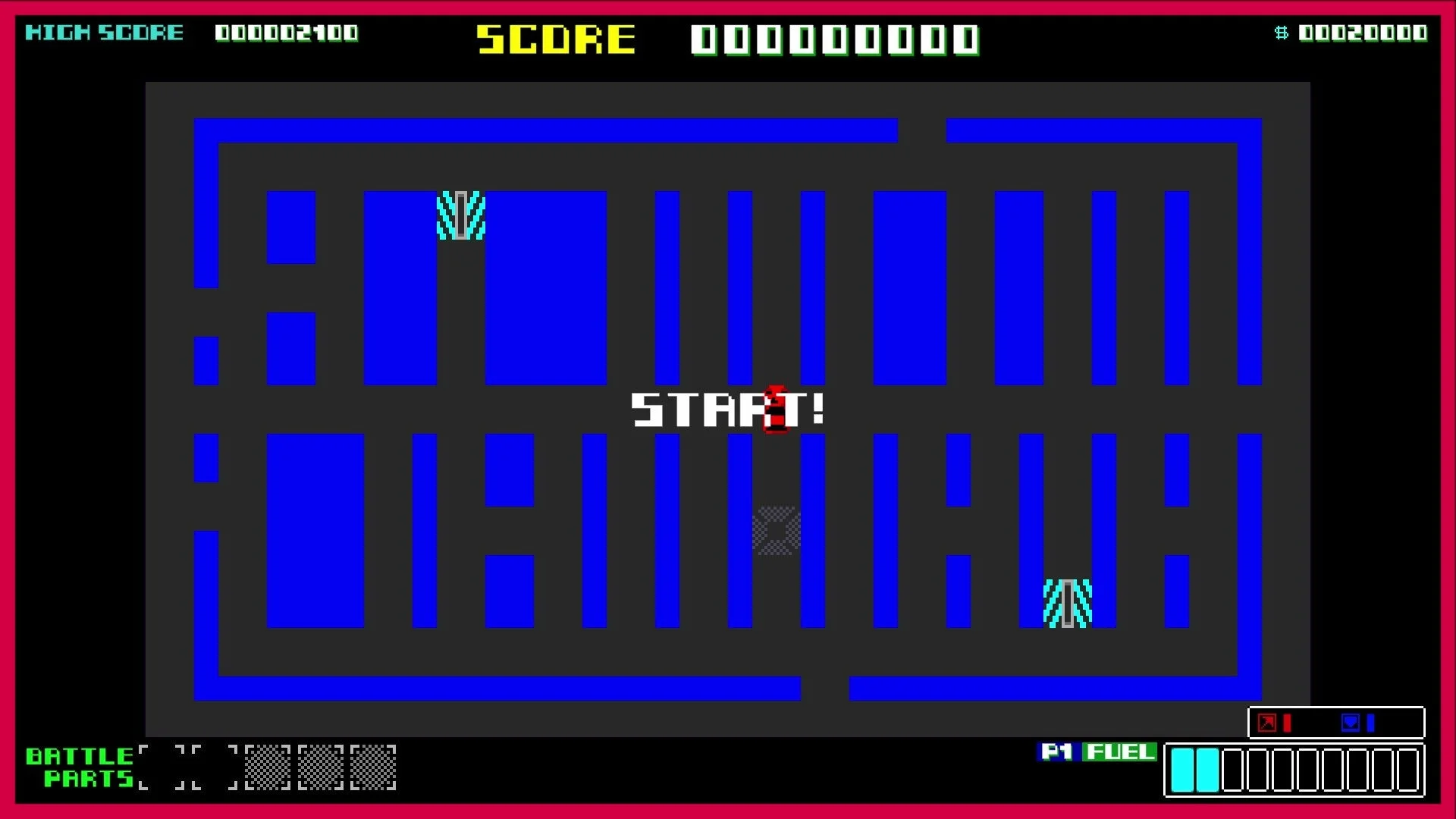 ピクセルアートで描かれたレトロなアーケードゲームの画面