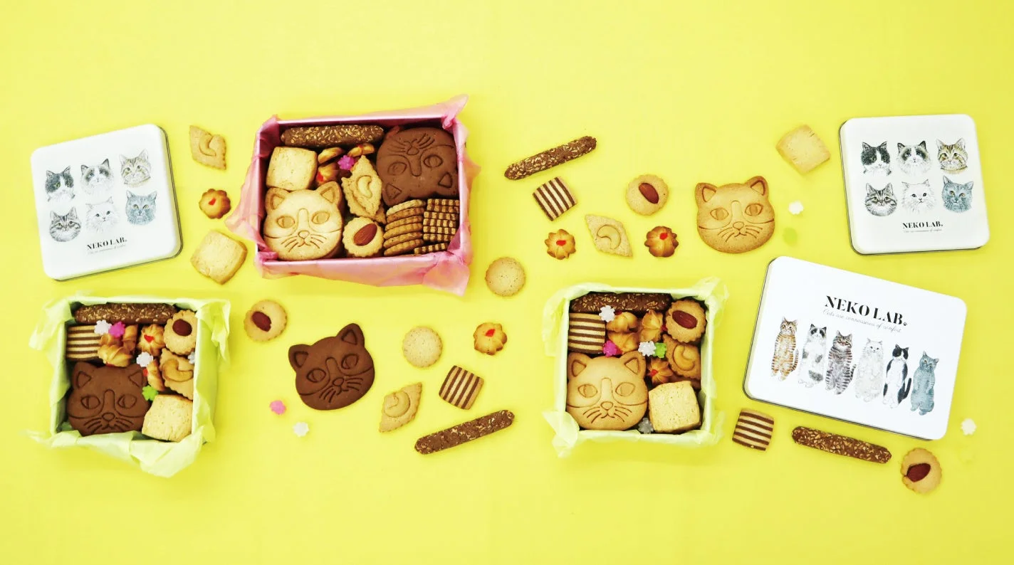 NEKO LABの可愛らしい猫型クッキー缶