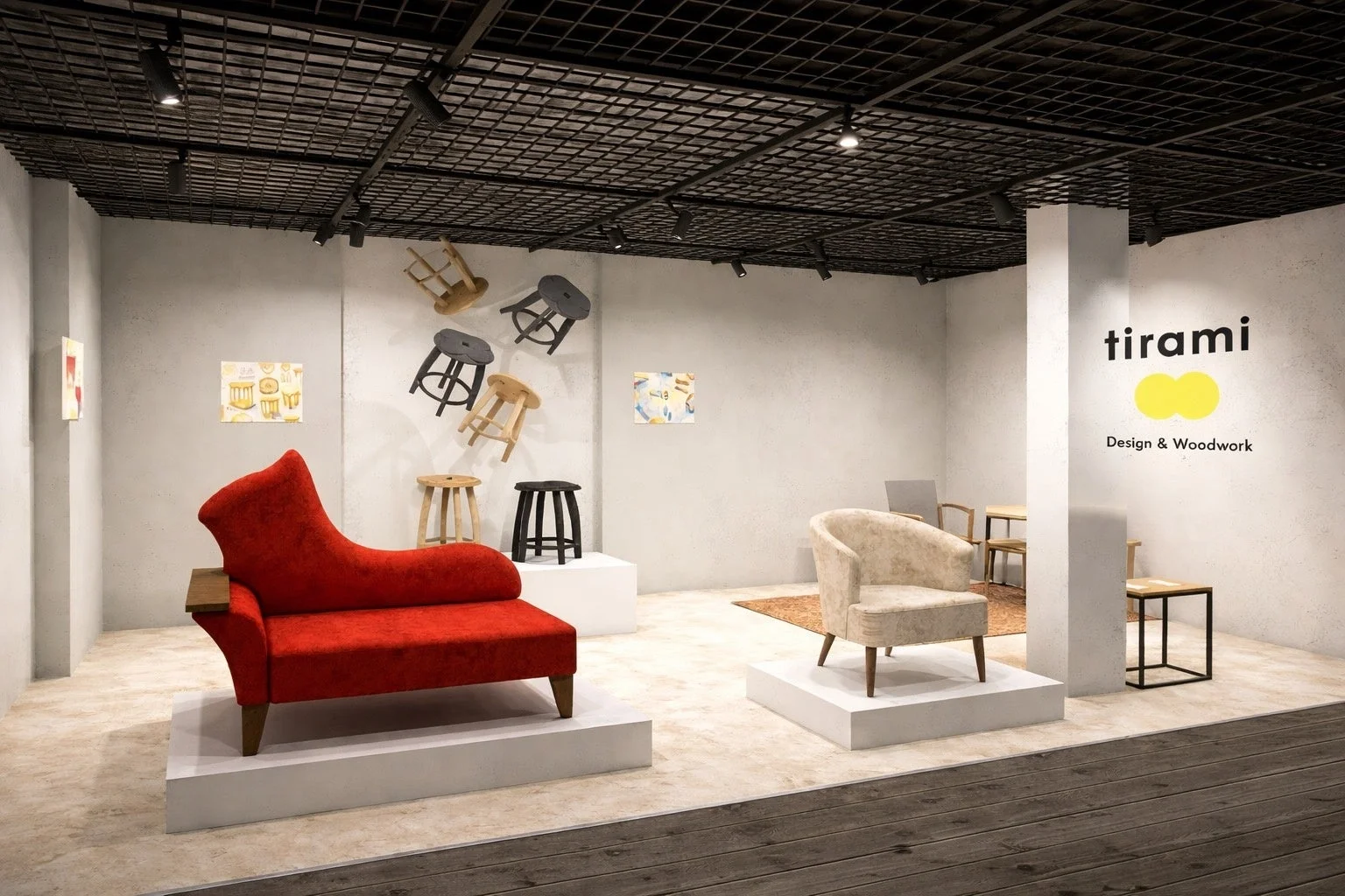 tiramì Design & Woodworkの家具展示