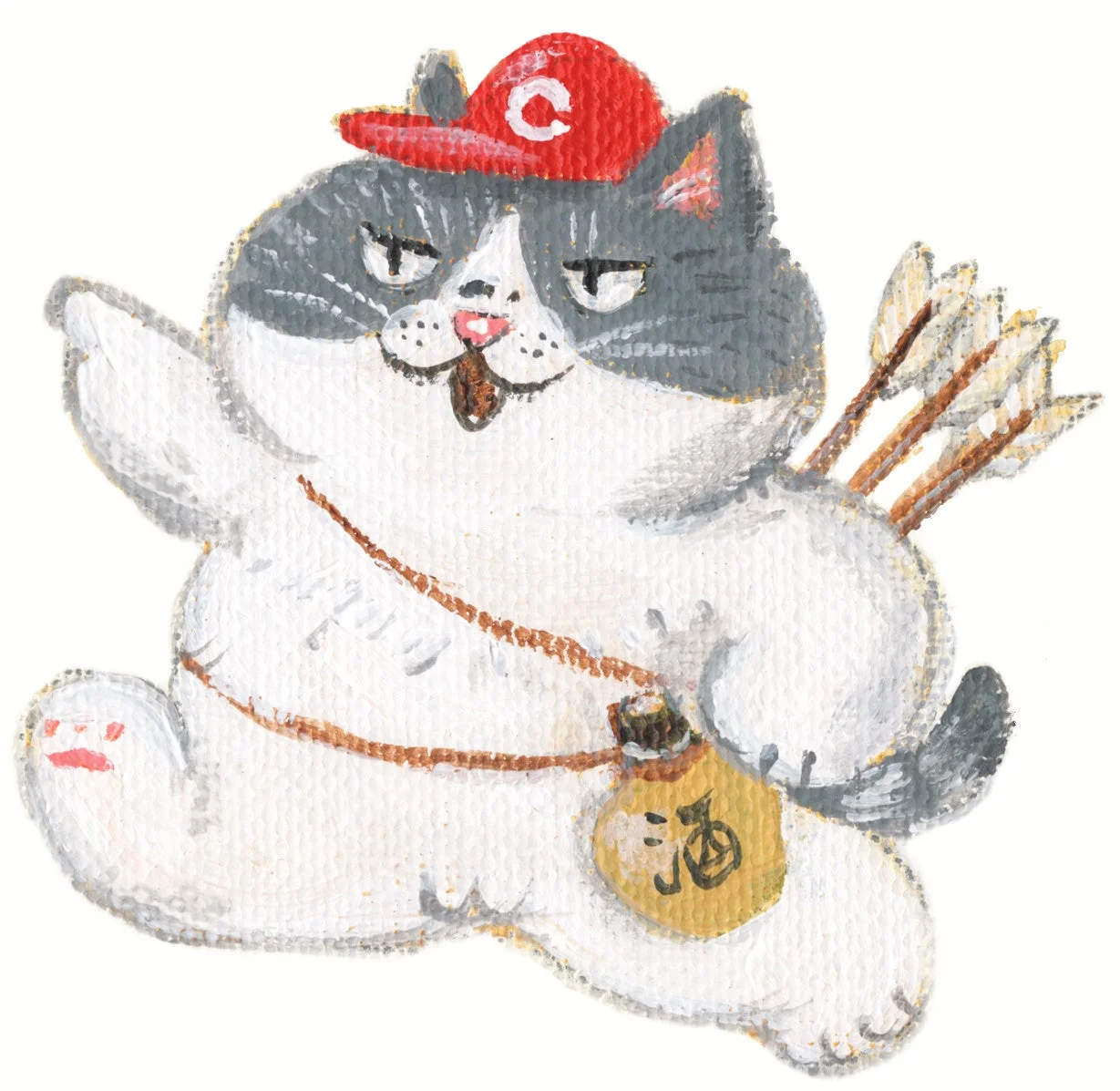 弓矢と徳利を携えたマル