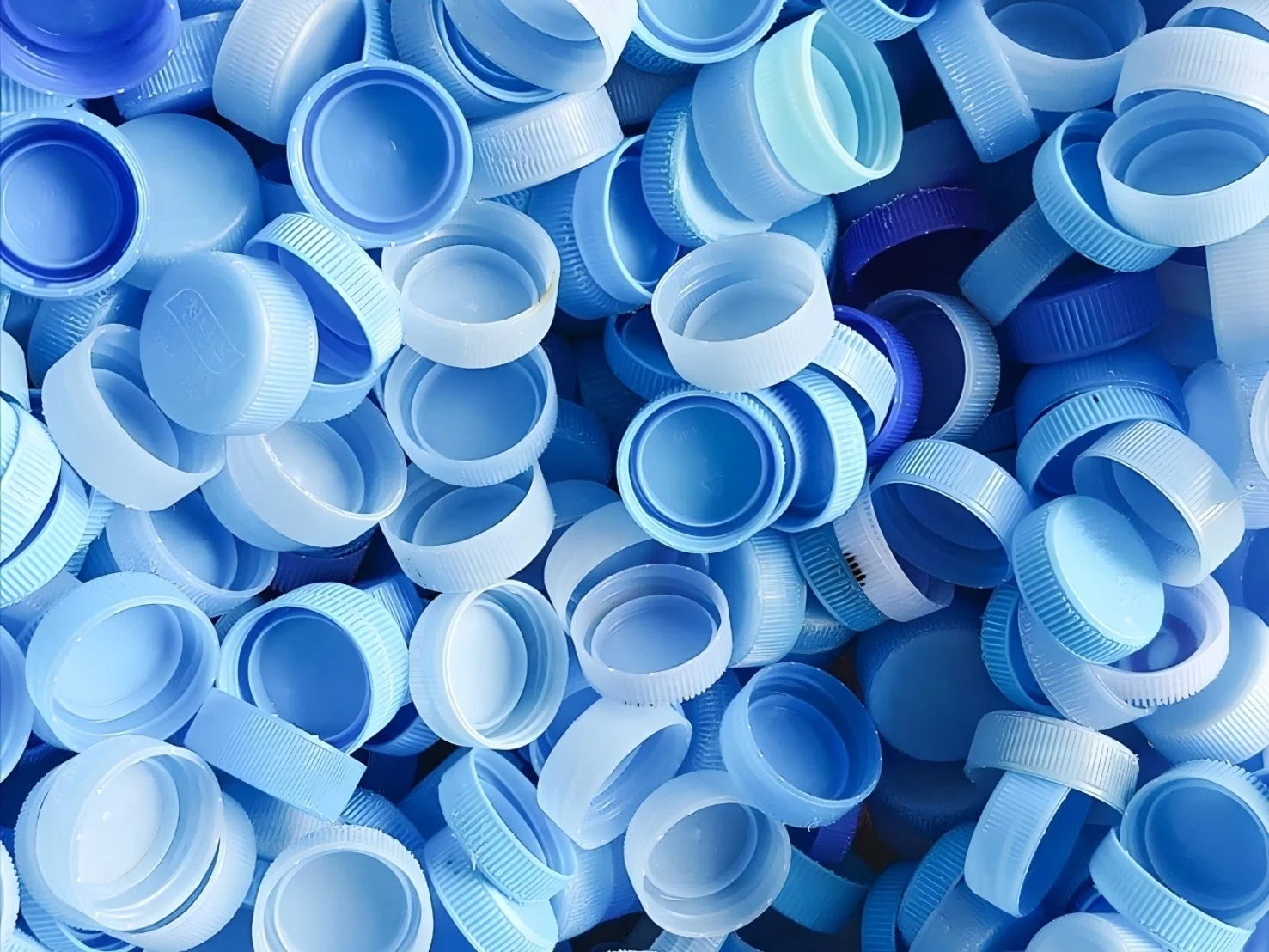 集められたプラスチックキャップ