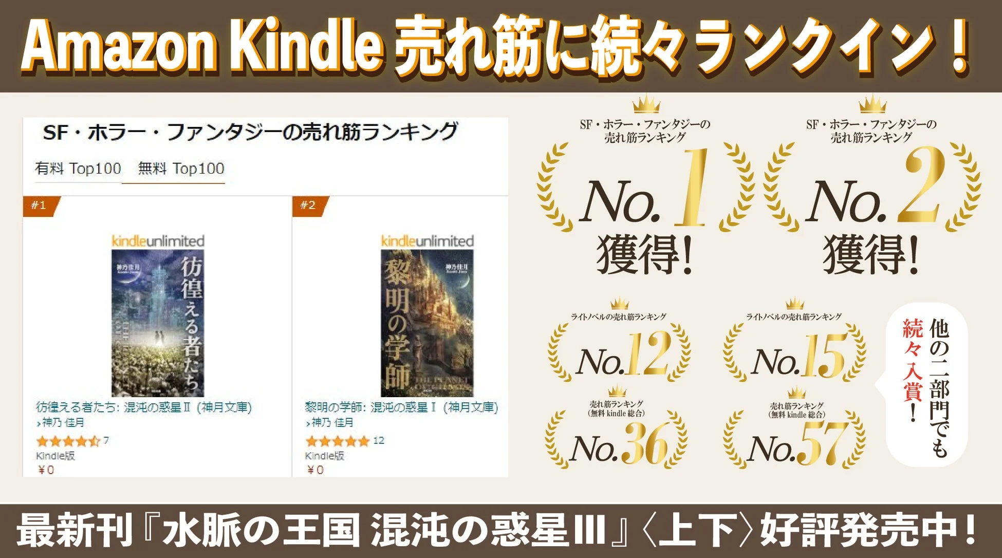 Amazon Kindle売れ筋ランキングの様子