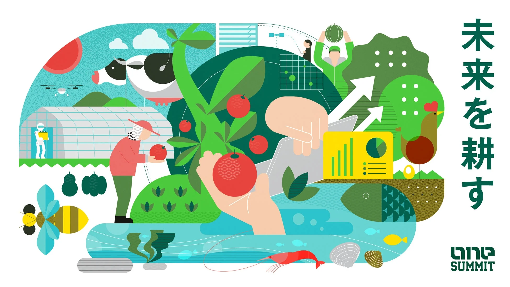 未来の食をテーマにしたイラスト