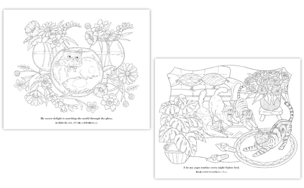 猫たちの塗り絵デザイン