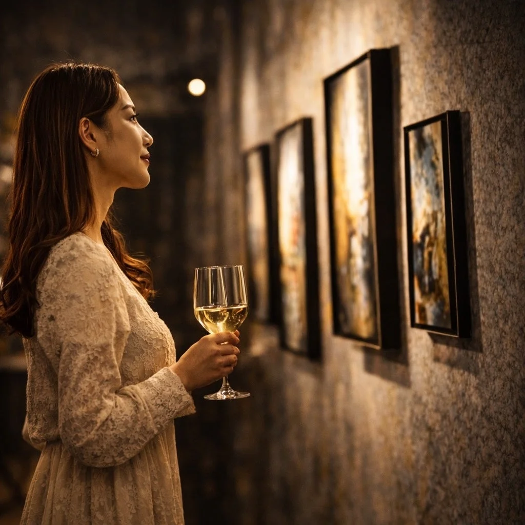 アートを鑑賞する女性